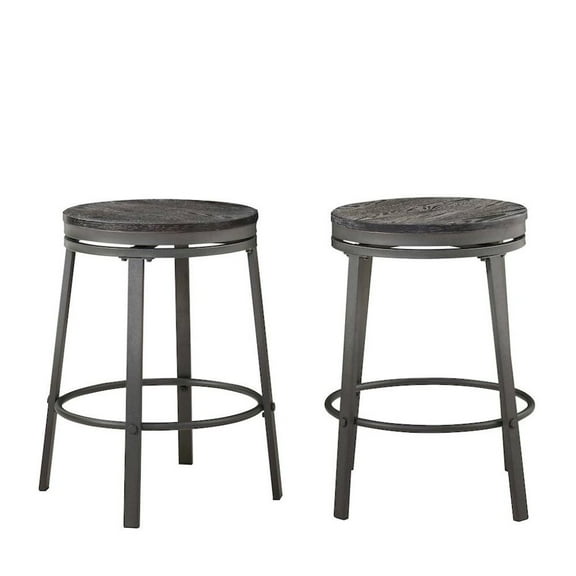 FurniFact Black Metal Swivel Bar Stools Set of 2 for Counter Height Seating