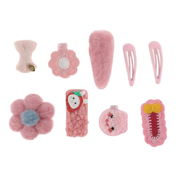 9 Pcs Fashion Cute Flowers Hair Clips Hairdo Clips for Girls for Children Pink