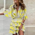 thumbnail image 3 of Kcodviy Robe d'Été pour Femmes, Printemps Été, Manches, Petite, Robes d'Été, Col en V, Imprimé, Irrégulière, Décontractée, Robe de Plage d'Été, Ourlet, Robe Courte, 3 of 5