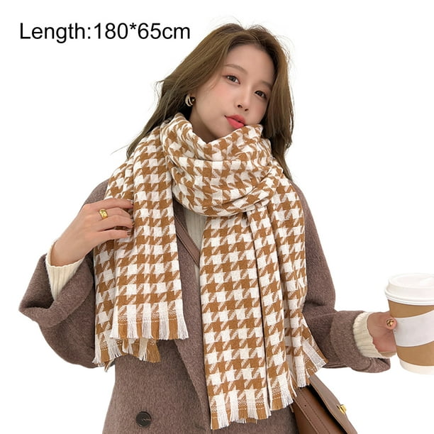 Autumn Winter Women Thermal Scarf Contrast Color Plaid Fine Touch Double  Sided Warm Shawl Windproof Long Scarf for Outdoor 