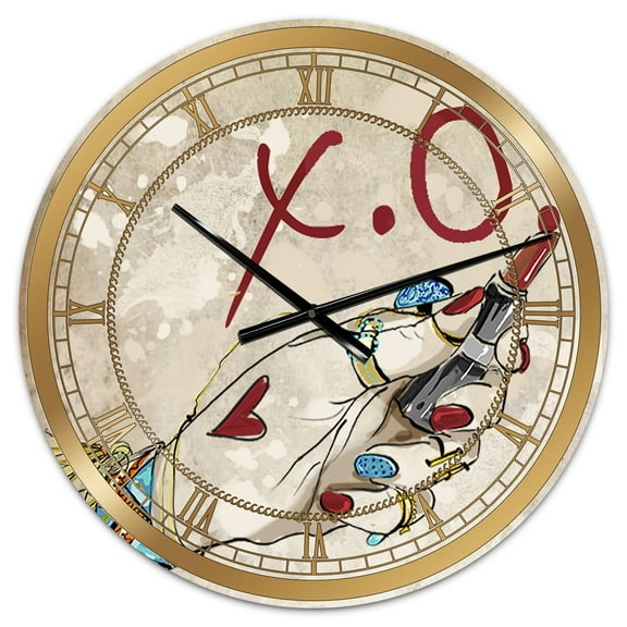 Designart Oversized Multicolor Analog Round Cottage Modern Wall Clocks, CLM25465-C23