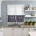 thumbnail image 6 of Flowers Blue Kitchen Curtains and Valances Set, Rod Pocket Curtains Tier Farmhouse Window Curtains 36 Inch Length, Summer Floral Leaves Farmhouse Retro 3 Piece Kitchen Curtains Set, 6 of 6