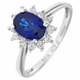 thumbnail image 2 of 9ct White Gold Jewelco London 1/4ct Diamond Oval Sapphire Royal Oval Ring 10mm, 2 of 8