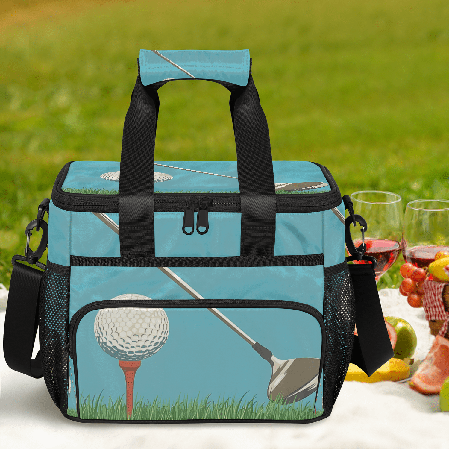 Herdesigns Golf Ball Sport Insulated Large Lunch Bag Lunchbox Reusable Leakproof Cooler Bags with Shoulder Strap for Adult Men Women Work Picnic