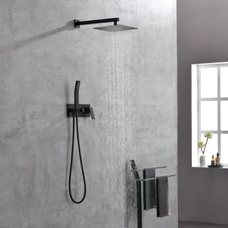 Chrome Shower Set with Hand Shower - 12 Rain Head & 5-Spray