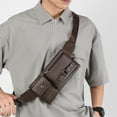 thumbnail image 6 of Wuztai Men's Crossbody Waist Bag 24x13x3cm, Multi-Pocket PU Leather Chest Bag for Travel Commuting, Mobile Phone Waist Pack, 6 of 6