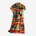 thumbnail image 3 of ZANZEA Women Floral Printed Dress Vintage Short Sleeve Casual Lapel Neck Dress, 3 of 8