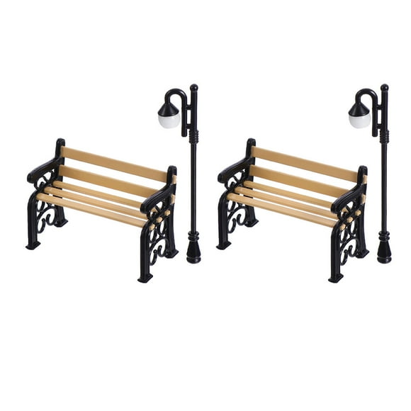 2 Conjunto de 4 unids Adorables Mini Park Sillas y Street Light Posts Kids Decorative Juguetes