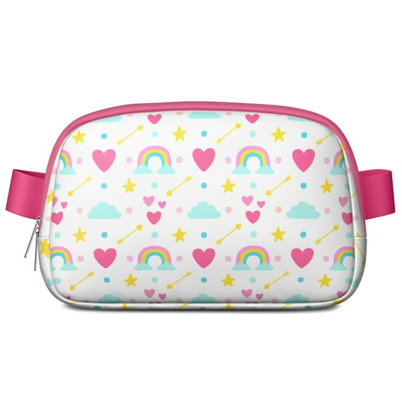 Cartoon Rainbow Belt Bag – Cute Unicorn Pattern Fanny Pack for Women, Water-Resistant Chest Bag with Multiple Zipper Compartments for Travel