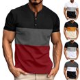 thumbnail image 7 of Lovskoo Shirts for Men Round Neck Short Sleeve Solid Color Casual Patchwork Pullover Fitness Sports T Shirt Blouse Vacation Beach Summer Tops Red, 7 of 7