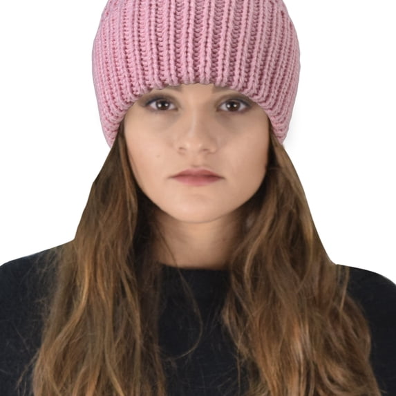 Peach Couture Oversize Cute Beanie Hat Cap Warm Hand Knit Pom Pom Double Layer Thick Winter Ski Snowboard Hat