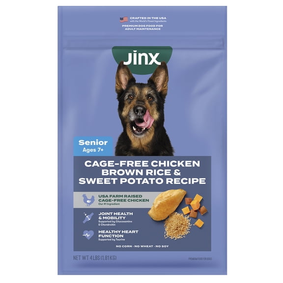 Jinx Senior Chicken, Brown Rice, & Sweet Potato Kibble, 4 lb