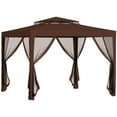 thumbnail image 1 of Outsunny 10'x10' Canopy Tent with Mesh Netting and Double Tier Roof, Brown, 1 of 9