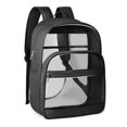 thumbnail image 1 of Heavy-Duty Transparent Backpack with Oxford & PVC Splicing - 17" Large Capacity Design, Adjustable Breathable Straps, Multiple Compartments for School, Concerts, Travel & Daily Use (Black), 1 of 6