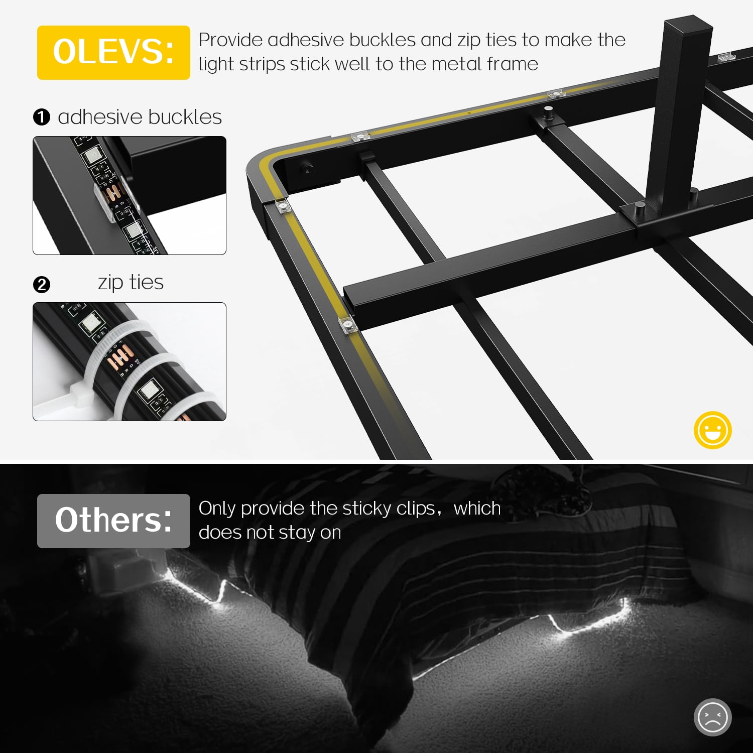 Dayago Full Size Floating Bed Frame with Smart LED Lights and USB Charging Port, Standard Bed Frame