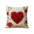 thumbnail image 2 of Valentine Decor Rose Heart Pillow Case Handcrafted Embroidery Sofa Cushion Floral Valentine's Day Decorations Romantic Living Room, 2 of 6
