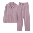 thumbnail image 2 of Womens 2 Piece Pajamas Long Sleeve Button Up Shirt and Pants Sets, Soft Sleepwear Pjs Set Wide Leg Bottom Suits (XX-Large, Purple 02), 2 of 6