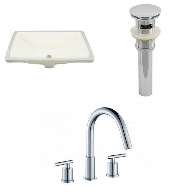 American Imaginations 20.75-in. W Rectangle Bathroom Undermount Sink Set In Biscuit - Chrome Hardware - Overflow Drain Incl. AI-27026