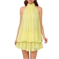 thumbnail image 7 of Xdegoge Cocktail Dresses for Women Flowy Fit Halter Neck Party Dress Sleeveless Mini Dress Tiered Ruffle Hem Solid Color Summer Club Evening Night, 7 of 7