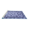 thumbnail image 2 of Ahgly Company Machine Washable Indoor Round Abstract Blue Modern Area Rugs, 8' Round, 2 of 4