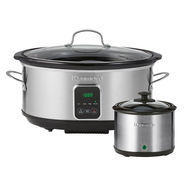Kenmore Programable Olla de Cocción Lenta y Cazo de 7 Cuartos (6,6 L), Negro Plateado