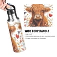 thumbnail image 4 of Highland Cow Hearts and Flowers Valentine Sports Bottle with Straw Stainless Steel Water Jug Portable Thermal Cup Leak-proof 1000ML, 4 of 9