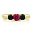thumbnail image 2 of Gem Stone King 1.04 Ct Round Red Created Ruby Black Onyx 18K Yellow Gold Plated Silver Ring (Size 5), 2 of 4