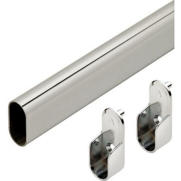 PHILLCO Oval Closet Rod CUSTOM CUT TO SIZE. Up to 94 inches long! Chrome, Satin Nickel, or Dark Bronze. Includes End Caps. (31 - 48 inches, Chrome)