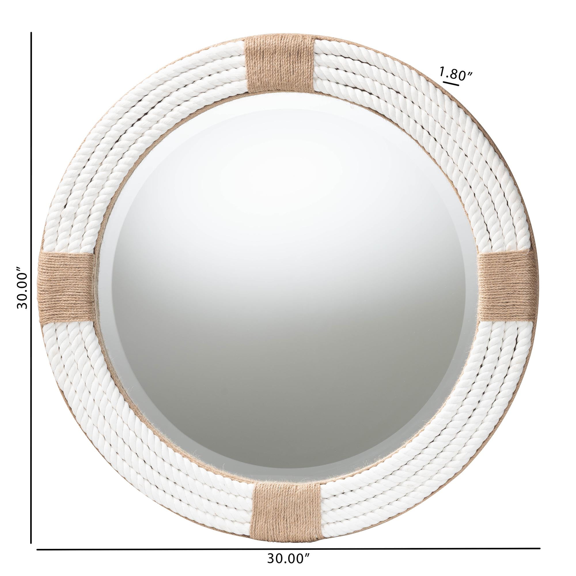 bali & pari Makya Boho Mirror, 30"W, Round, White