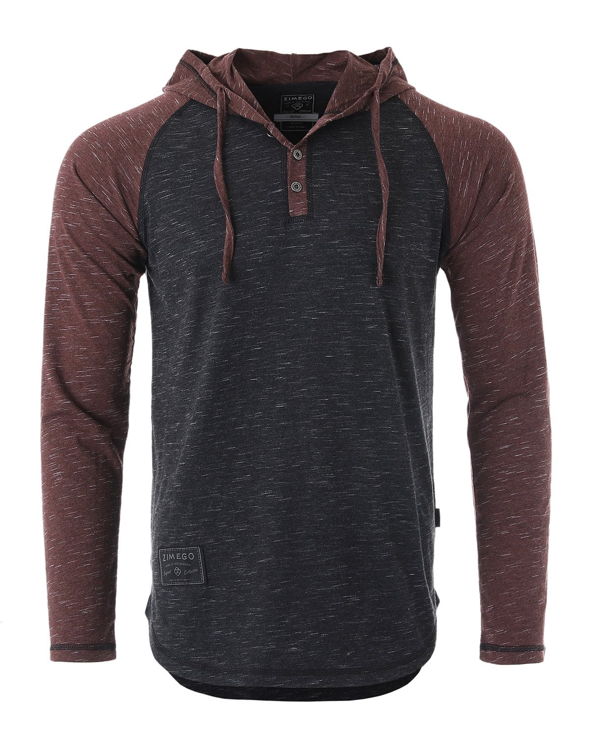 Download ZIMEGO Men's Long Sleeve Color Block Hooded Henley shirt ...