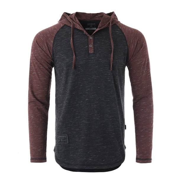Download ZIMEGO Men's Long Sleeve Color Block Hooded Henley shirt ...