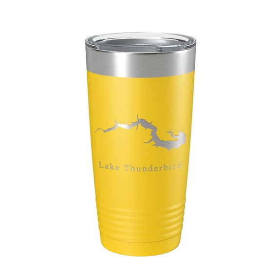 Lake Thunderbird Map Tumbler Travel Mug Insulated Laser Engraved Coffee Cup Illinois 20 oz Yellow