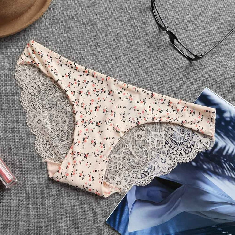MRULIC lingerie for women Women lace Panties Seamless Cotton Panty Hollow  briefs Underwear Beige + XL