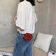thumbnail image 3 of Mini bolso de hombro redondo para mujer, cadena de PU, mensajero, monedero de color sólido (rojo) Likrtyny Para estrenar, 3 of 8