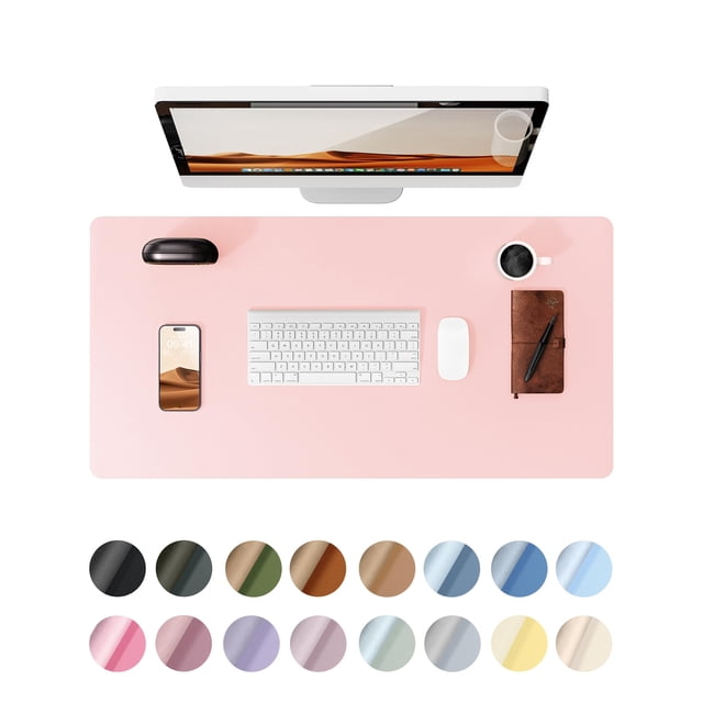 Protector de escritorio Ysagi de piel impermeable, rosa claro, 80 x 40 cm