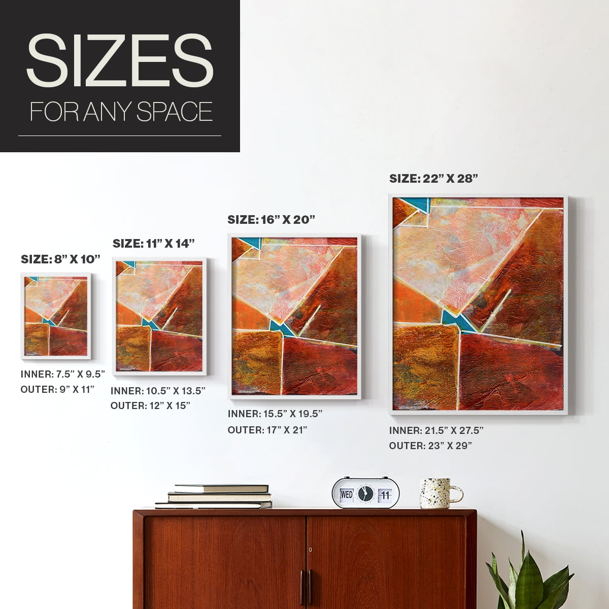 Primary Connection VIII Framed Print in White Solid Wood Framed Print No Nail Hanging