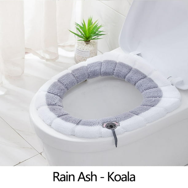 Asiento de inodoro para el hogar engrosado con asa, anillo de inodoro de invierno, juegos lavables, asiento de inodoro de punto, un asiento