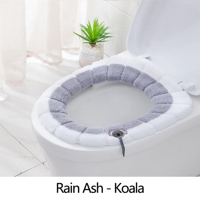 ShinYu Asiento de Inodoro para El Hogar Engrosado con Asa, Juego de Inodoro Lavable de Invierno con Anillo de Inodoro, Asiento de Inodoro de Punto