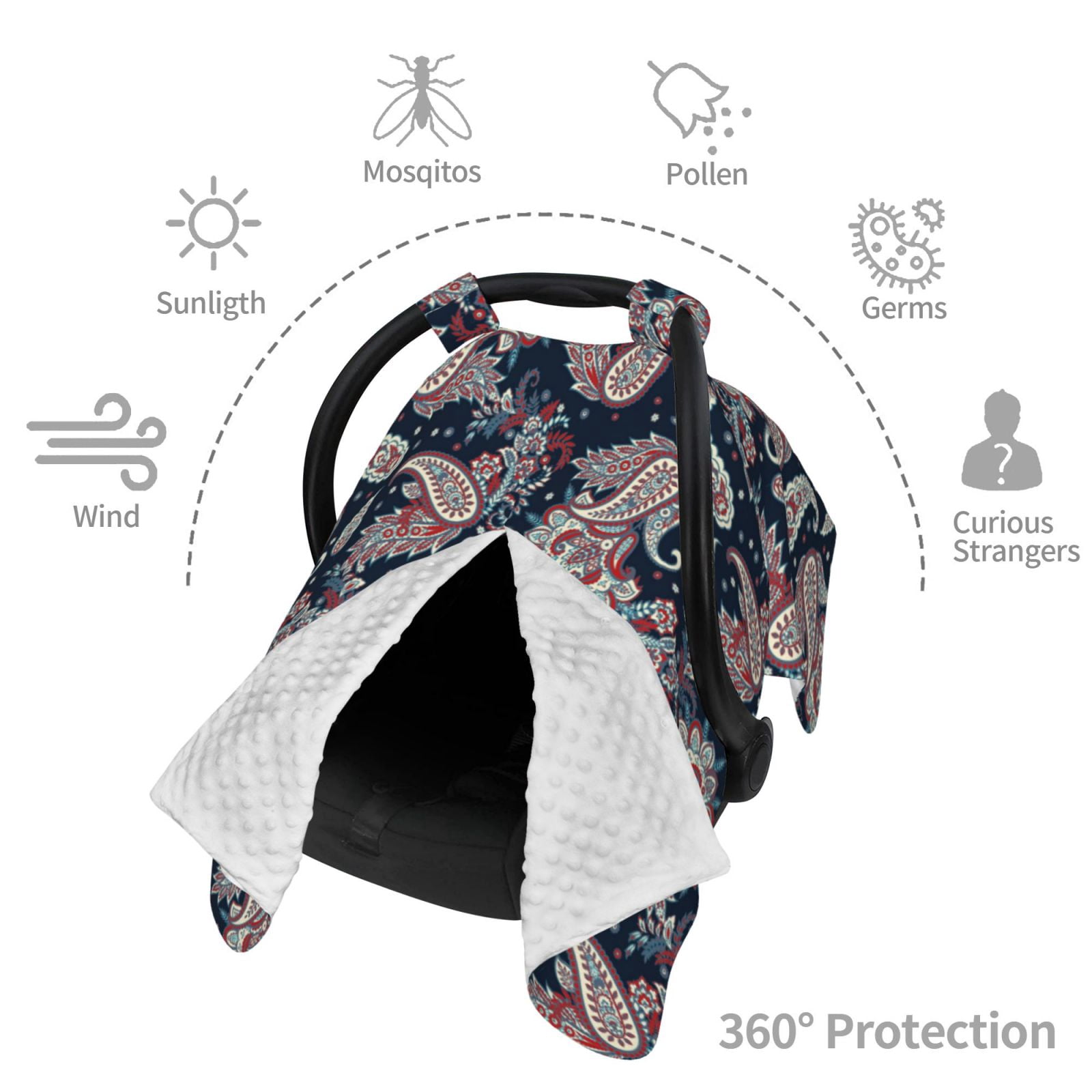 Car Seat Cover Baby - Paisley Pattern No.9070 Breathable Infant Car Seat Cover for Baby Carseat, Lightweight Comfort Baby Essentials Must Haves Newborn Stuff for Girl Boy