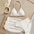thumbnail image 5 of ZXLBBD Girl Swimsuits White 2 Piece Halter Neck Bikini Set for Kids Solid Color Comfortable Fit Summer Pool Beach, 5 of 7