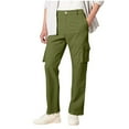 thumbnail image 5 of Tdoqot Mens Straight Leg Cargo Pants- Comfortable Waist Stretch Regular Fit Casual Pull On Pants Army Green Size L, 5 of 8