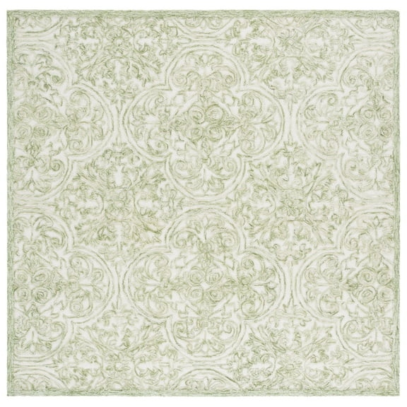 SAFAVIEH Martha Stewart Trace Justina Floral Area Rug, Ivory/Green, 6' x 6' Square