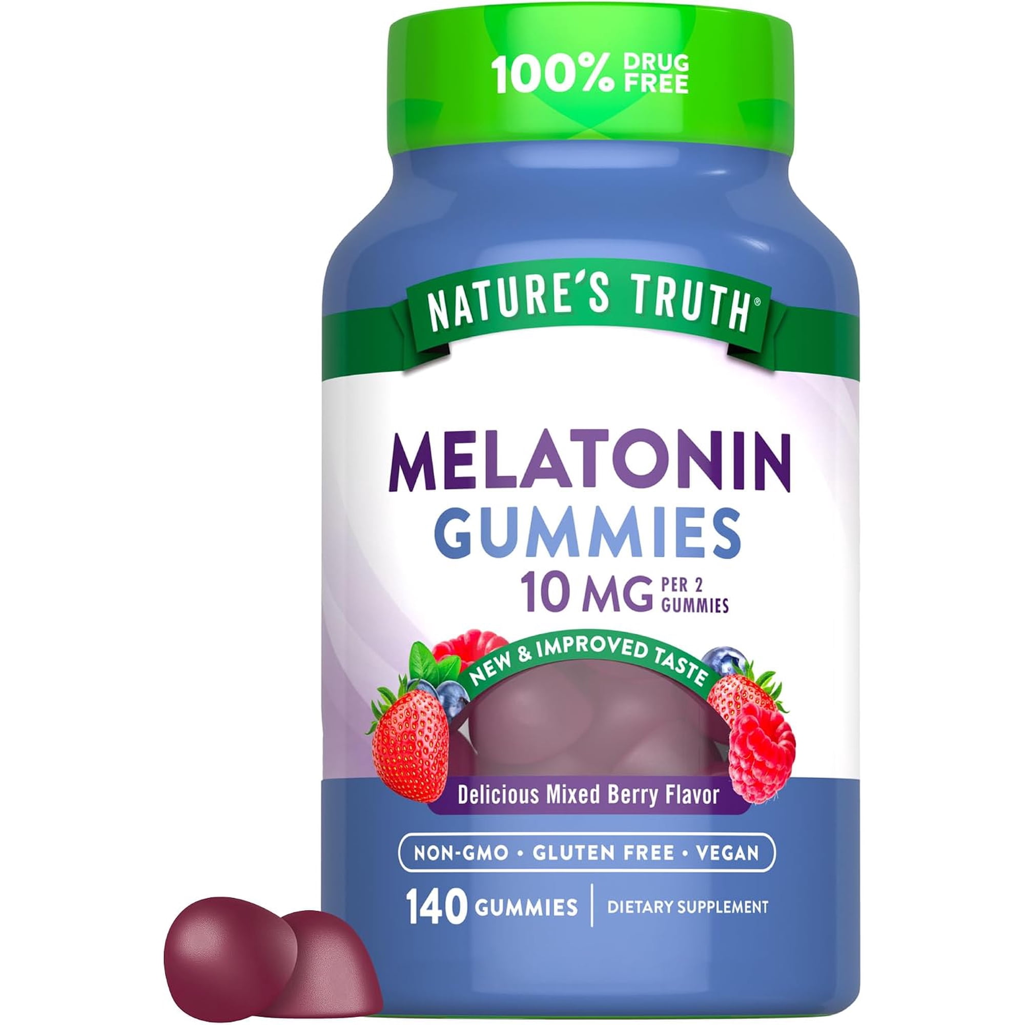 Melatonin Gummies 10mg | 140 Count | Berry Flavor | For Men and Women | by Nature's Truth