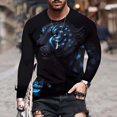 thumbnail image 2 of Hombre Unisex Diario Camiseta 3D Estampado Gráfico Estampados Animal Estampado Manga Larga Tops Casual Bloue Pompotops oipoqjl3927, 2 of 8