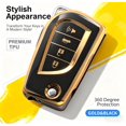 thumbnail image 3 of Key Fob Cover Compatible with Fit for Toyota RAV4 Corolla Camry Keychain Case Holder Protector,Black-a, 3 of 5