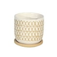 thumbnail image 1 of Sagebrook Home Ceramic 5" Planter W/ Saucer, Sand, 1 of 1