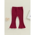 thumbnail image 4 of Bagilaanoe Newborn Baby Girl Flare Pants Solid Color Ribbed Trousers 3M 6M 9M 12M 18M 24M Infant Elastic Waist Fall Bell Bottom Casual Leggings, 4 of 7