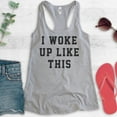 thumbnail image 2 of I Woke Up Like This Tank Top, Ladies Racerback Tank Top, Heather Gray, Large, 2 of 3