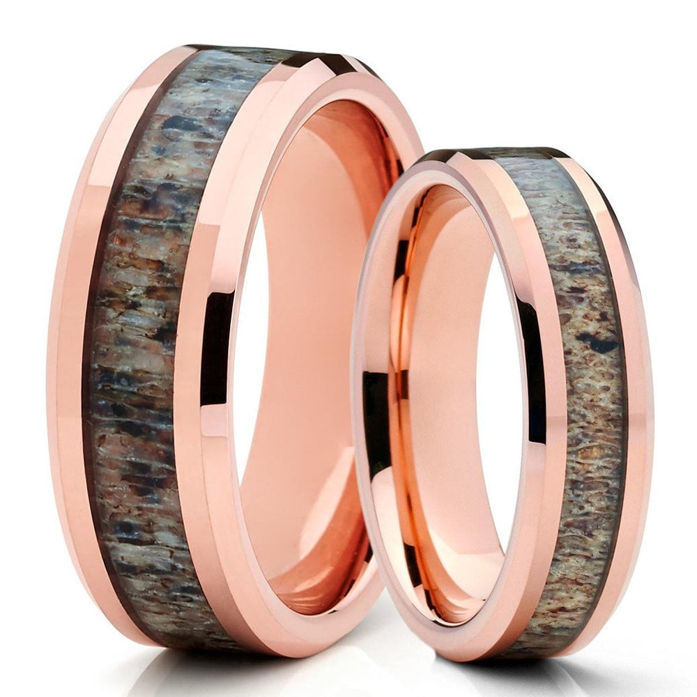 Antler Wedding Rings 8mm Titanium Bands Antler Rings