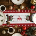 thumbnail image 4 of Christmas Table Runner Farm Truck Wreath Table Runners Wood Grain Xmas Tree Buffalo Plaid Cotton Linen Dresser Scarf Kitchen Dining Table Decor for Christmas Holiday Party Decor 13x72 Inch, 4 of 9